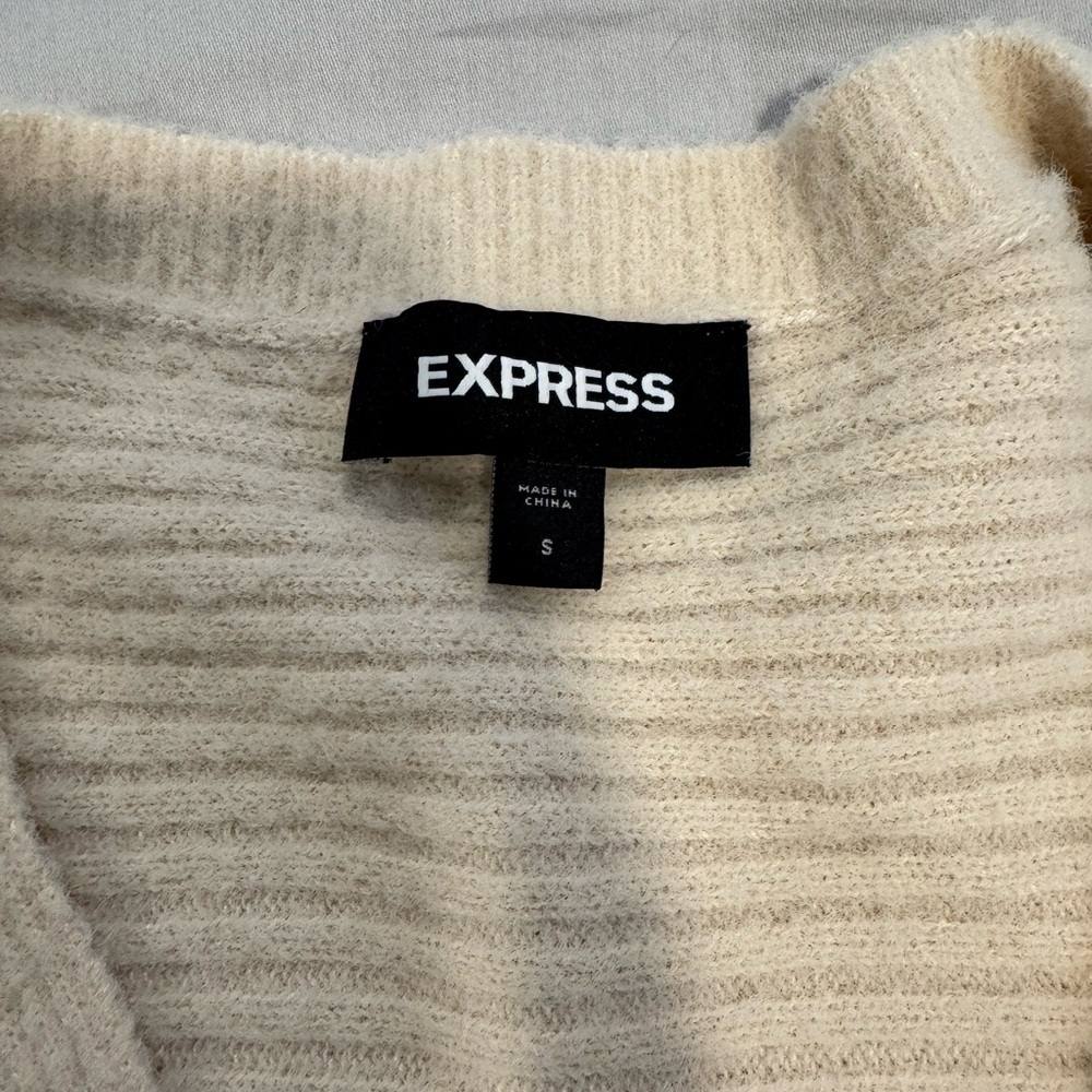Express Cream Ribbed Sweater - Picture 2 of 4